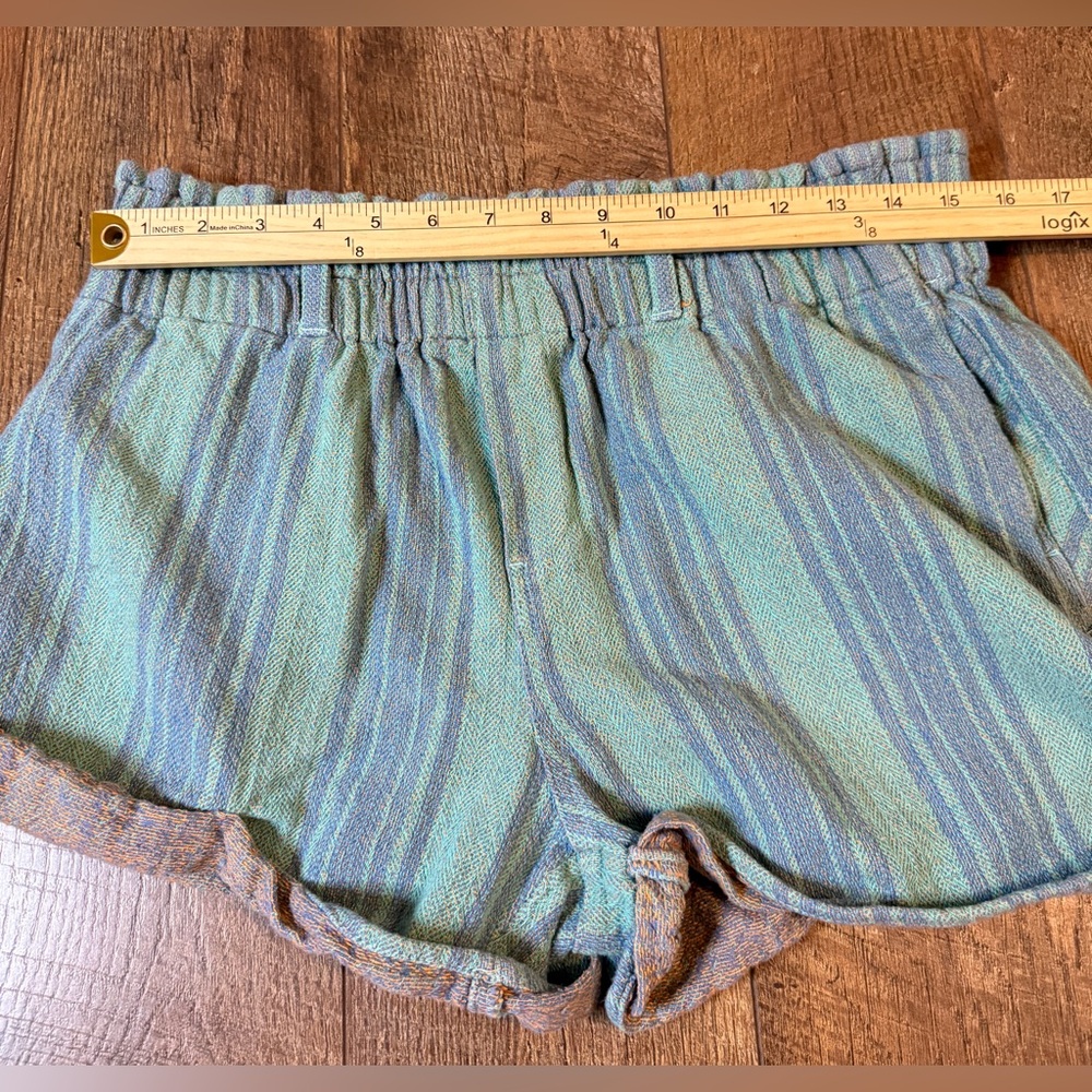 Free People Solar Flare Baja Stripe Cuff Shorts In Ocean Blue Sz L - Picture 6 of 11